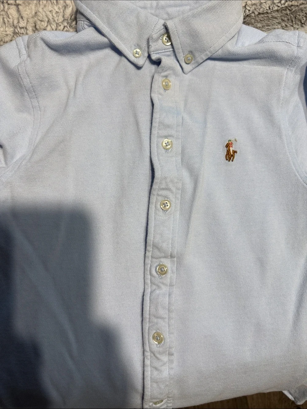 Ralph Lauren Light Blue Short-Sleeve Button-Down Oxford Shirt - Kids